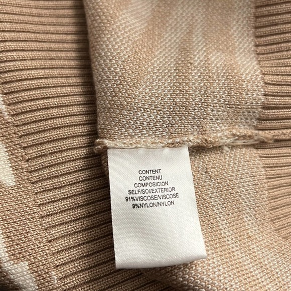 WAYF Sweater Women XS Tan White Pull Over Zebra Pattern Mock Neck Viscose - Picture 7 of 8